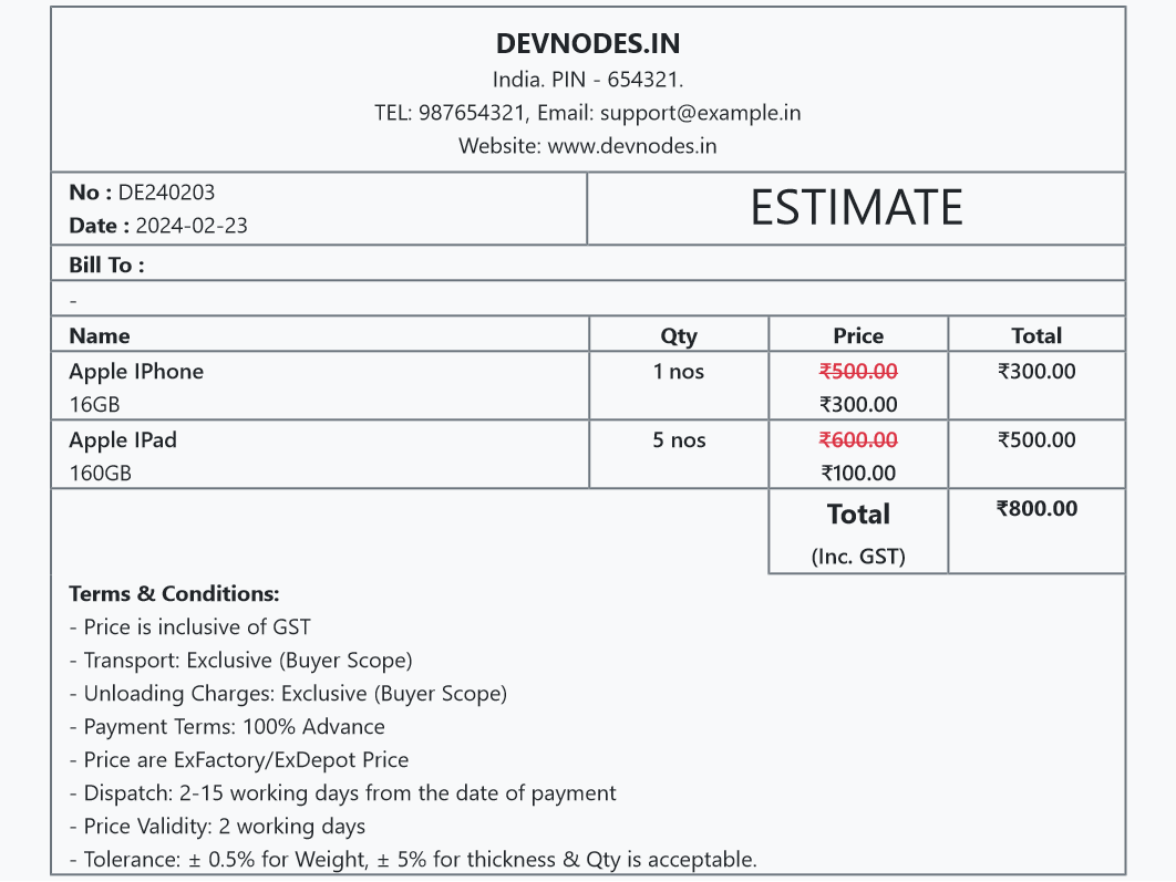 Free &amp; Opensource Invoice Creator by devnodes.in